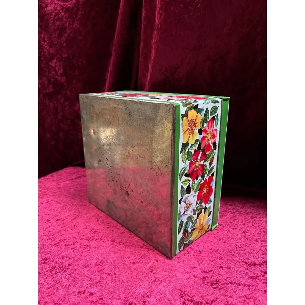 Vintage Tin Storage Box – Colorful Wildflower Print - Made In England